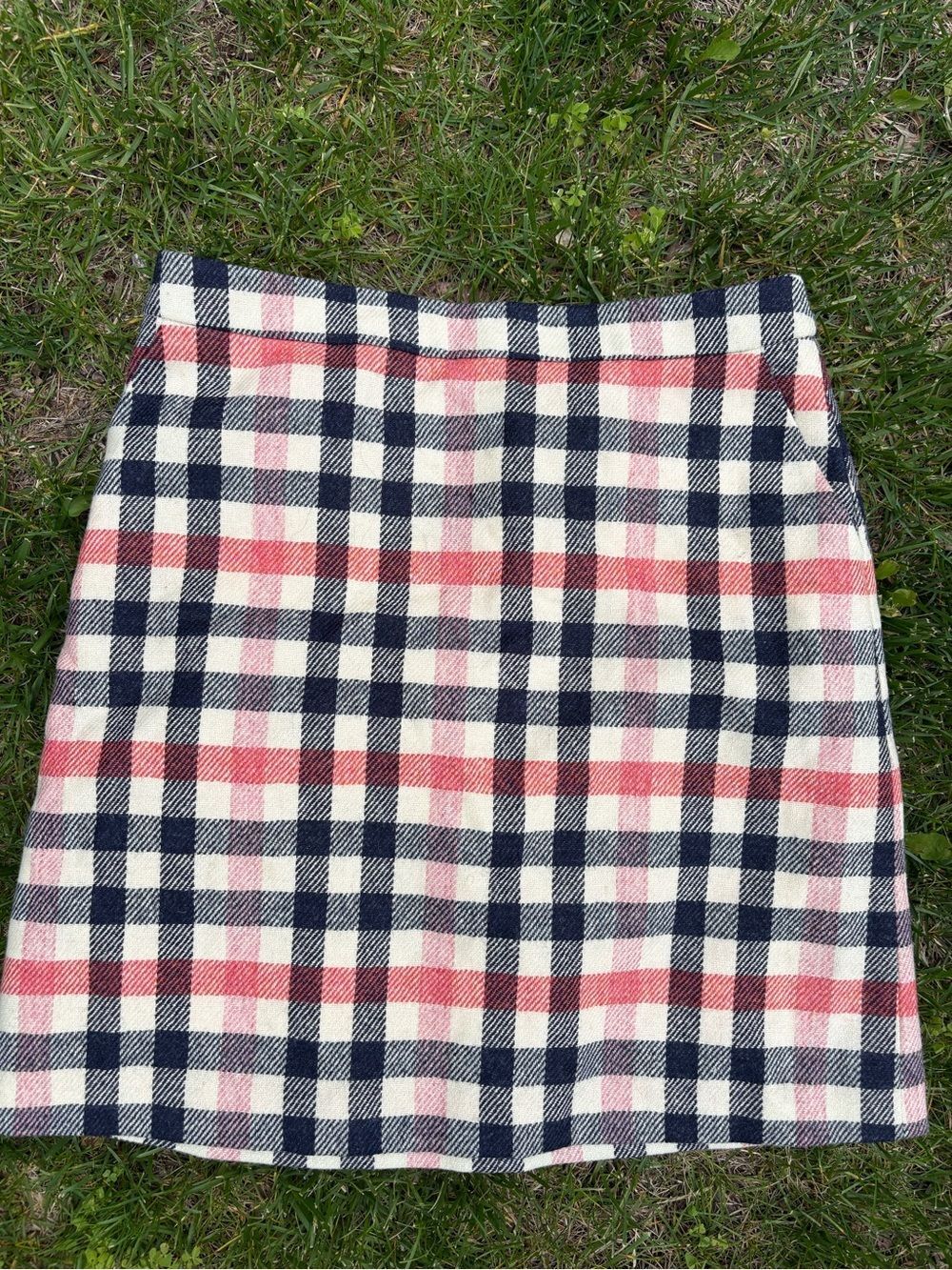 Boden British Tweed Skirt Pink Plaid 10 Long
